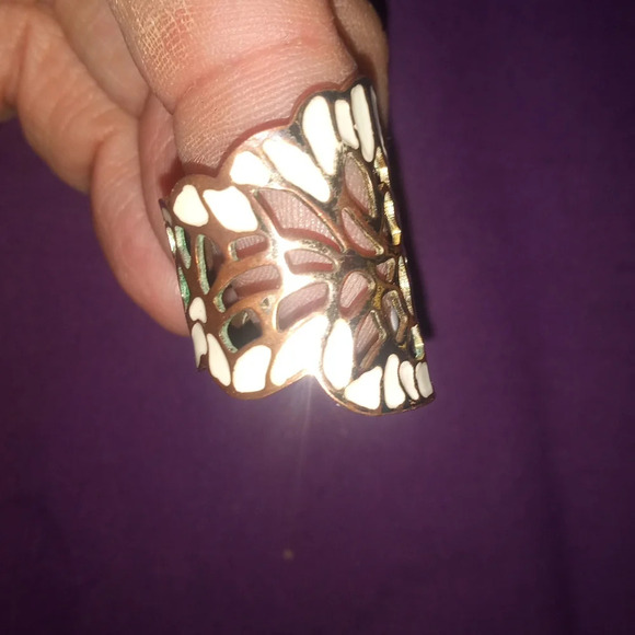 Vintage Filigree Open Lace Adjustable Goldtone Ring - Picture 3 of 4